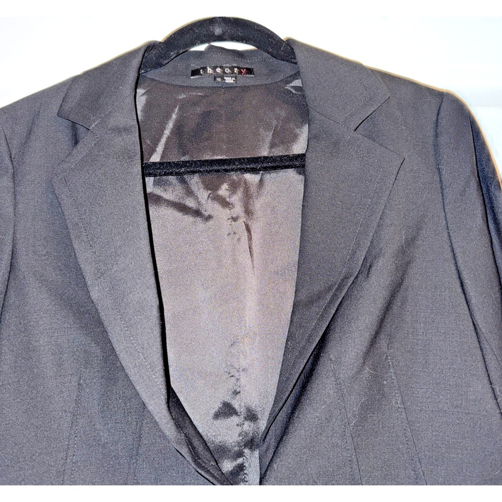 Theory Blazer 10 Charcoal Relleo Tailor Structured Workwear Office Minimalist - Picture 3 of 12